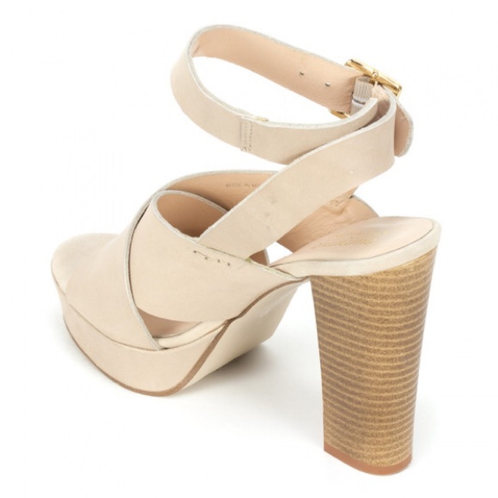 NIB Cream Italian Leather Chunky Heel Platform - Picture 4 of 4